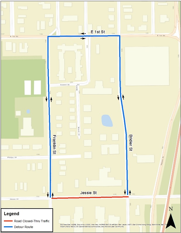 Jessie Street Detour Map